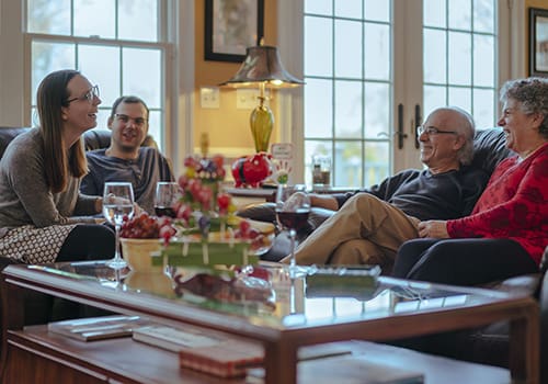 Two-generation family celebrating Christmas together